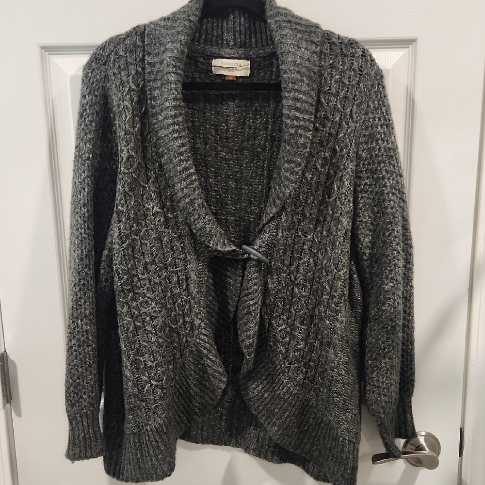 Sonoma Dark Gray Shawl Collar Toggle Cardigan